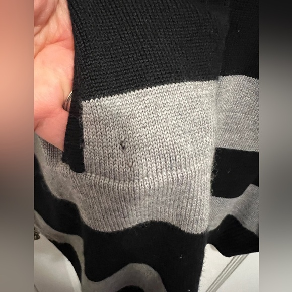 TORY BURCH Grey and Black Stripes Merino Wool Sweater Dress Turtleneck - Picture 5 of 9